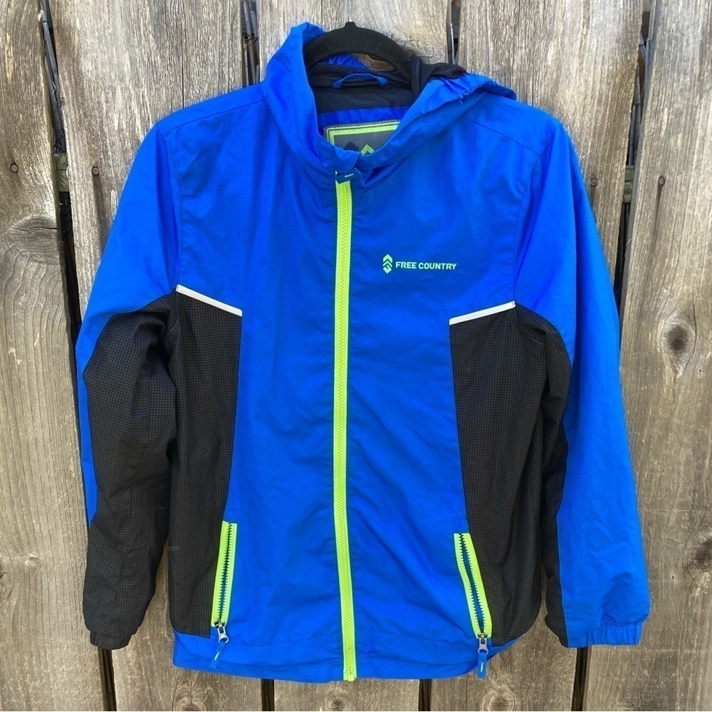 Unisex Kids Free Country Multicolor Full-Zip Hooded Windbreaker XL Poly Pockets